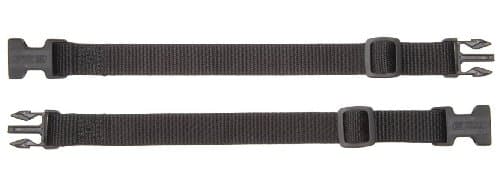 Black nylon extension connectors featuring adjustable plastic buckles, designed for versatility and durability in securing gear.