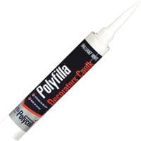 White tube of Polycell Trade Decorators Caulk with red and black label, pointed nozzle.