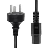 Black ProXtend Denmark power cord with three-prong plug and C15 connector, ribbed grip design.