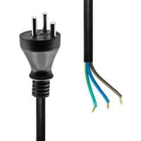 Black ProXtend Type K to open end power cord, 3m, with three-prong plug and exposed blue, brown, green wires.