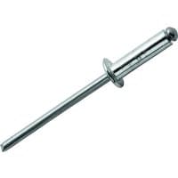 Silver Rapid aluminium rivet, cylindrical body with a wide flange, 4.8 x 16mm size, bag of 100.