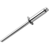 Stainless steel rivet, 4x14mm, shiny finish, cylindrical body with flat head, part of Rapid 50-pack.