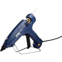 Blue Rapid EG320 Professional Glue Gun with ergonomic handle, metal stand, and corded power supply.