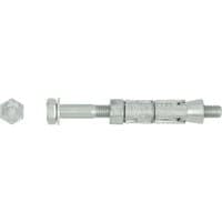 Silver Rawlplug M8/10L Rawlbolt with hex nut, threaded body, and expanding sleeve, quantity of 5.