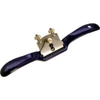 Blue Record A151 flat malleable adjustable spokeshave with silver blade and dual brass adjustment knobs.