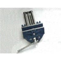 Blue Record woodworking vice with quick release, plain screw, and metal handle on a white background.