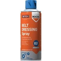 Orange Rocol Belt Dressing Spray can with blue cap and NSF logo, designed to prevent belt slip.