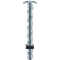 Timco roofing bolt with hexagonal nut, silver metallic finish, threaded shaft, and domed head.
