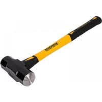 Black and yellow Roughneck mini sledge hammer with 16-inch fibreglass handle and 1.8kg steel head.