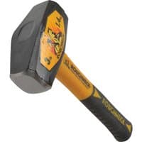 Roughneck Club Hammer with black steel head, yellow and black handle, and Roughneck logo on the grip.
