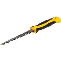 Yellow and black Roughneck Hardpoint Padsaw with serrated blade and ergonomic handle.