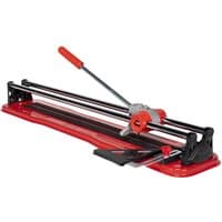 Red and black Rubi PRACTIC PLUS 61 Pro Manual Tile Cutter with dual rails and ergonomic red handle.