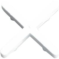 White Rubi Tile Spacer in a cross shape with smooth edges and a central joint.
