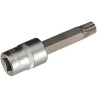 Sealey 1/2" Drive Long XZN Spline Bit Socket, silver with a textured grip and elongated spline bit.