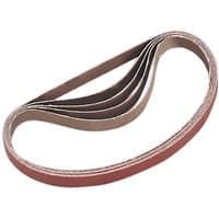 Sealey 10mm x 330mm sanding belt, brown abrasive surface, looped design, suitable for detailed sanding tasks.