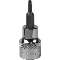 Sealey 3/8" Drive Torx Socket Bit, chrome finish with knurled grip and black Torx tip.