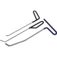 Sealey 3 Piece Paintless Dent Repair Tool Kit with three metal rods, black and blue rubber handles, and angled tips.