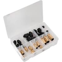 Sealey 30-piece Speedfit thread adaptor set in a clear plastic case with black and brass adaptors.