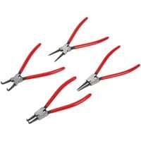 Sealey 4-piece circlip pliers set with red handles, featuring two internal and two external pliers for precision work.