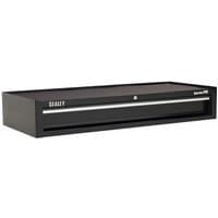 Black Sealey add-on chest with one drawer, ball bearing runners, and sleek design.