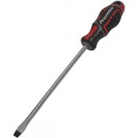 Sealey AK4357 slotted screwdriver, 8x200mm, with black and red Gripmax® handle and long silver shaft.