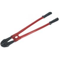 Red and black Sealey bolt cropper, 750mm length, with 13mm cutting capacity and rubber grip handles.