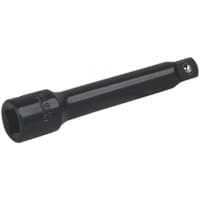 Black Sealey impact extension bar, 125mm length, 1/2in square drive, cylindrical with a socket end.