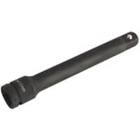 Black Sealey impact extension bar, 150mm length, 1/2in square drive, cylindrical with a socket end.