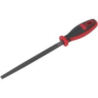 Sealey AK5864 3-square engineer's file, 200mm, with smooth cut, black metal blade, and red-black ergonomic handle.