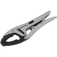 Silver Sealey AK6870 slip joint locking pliers with black adjustable jaw and ergonomic handle.