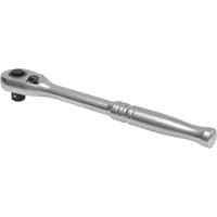 Silver Sealey ratchet wrench with 1/2in square drive, 90-tooth mechanism, and flip reverse switch, sleek ergonomic handle.