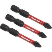 Sealey AK8230 Phillips #2 impact bits, 50mm, black tips, red shafts, set of 3.