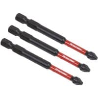 Black and red Sealey Pozi #2 impact power tool bits, 75mm length, set of 3.