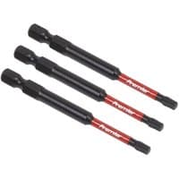 Set of three black and red Sealey Trx-Star T20 impact power tool bits, 75mm length, with hex shank.