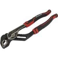 Black and red Sealey water pump pliers, 250mm, with adjustable jaws and ergonomic rubber grips.