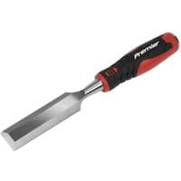 Sealey AK9236 Hammer-Thru wood chisel, 32mm blade, red and black ergonomic handle with metal striking cap.