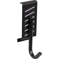 Black Sealey APH Single J Prong Storage Hook with ribbed backplate and curved hook end.