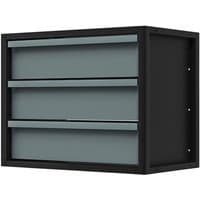 Black and gray Sealey modular racking unit with three drawers, 580mm wide, sleek design for organized storage.