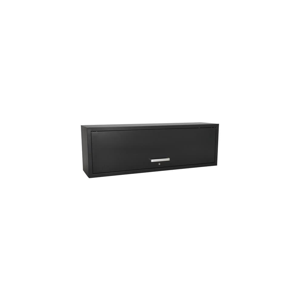 Heavy-duty modular wall cabinet in black, measuring 1550mm, featuring a sleek design with a single front drawer and a minimalist silver handle.