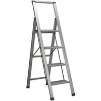 Sealey APSL4 aluminium folding step ladder, four steps, silver finish, black non-slip feet, 150Kg capacity.