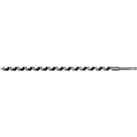 Auger wood drill bit, 600mm long, 18mm diameter, spiral flutes, silver shaft with black cutting edges.