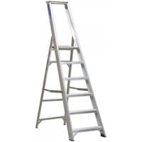 Sealey AXL6 aluminium step ladder, 6-tread, silver, industrial design, sturdy frame, wide steps, safety platform.