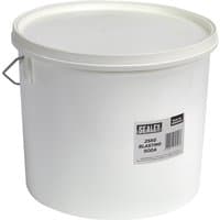White Sealey Blasting Soda Tub with metal handle and Sealey label on the front.