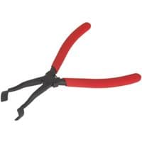 Sealey Brake Spring Washer Pliers with red rubber grips and black metal jaws.
