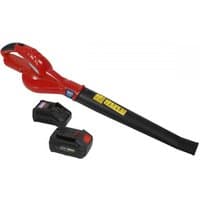 Red Sealey cordless leaf blower with black nozzle, includes 4Ah battery and charger.
