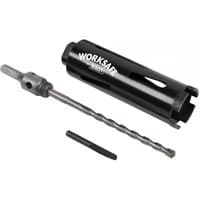 Black Sealey dry diamond core drill Ø52mm x 150mm with cylindrical body, side slots, and attached metal drill bit.