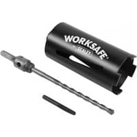 Black Sealey dry diamond core drill Ø78mm x 150mm with side slots and detachable drill bit.