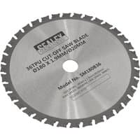 Sealey cut-off saw blade, silver with jagged edges, labeled 36TPU, 180x1.9mm, model SM180B36.