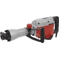 Red and silver Sealey DHB1600 SDS Hex Demolition Hammer Breaker with black handles and robust casing.