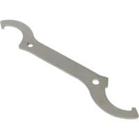 Sealey Double Hook End Motorcycle C Spanner, silver metal with dual curved hooks and central hole for hanging.